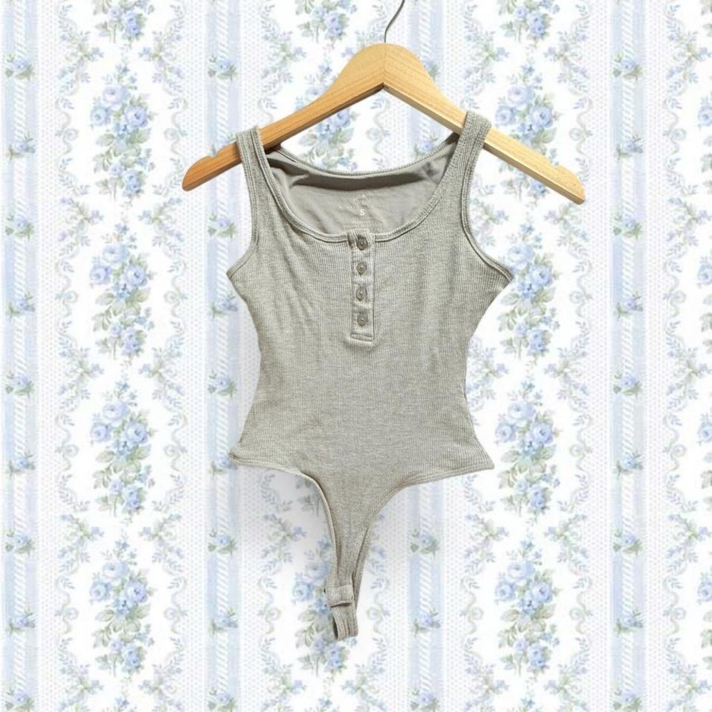 Klassy Network Women's Small Grey tank top bodysuit with buttons